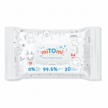 Детские влажные салфетки miTOmi, 64 шт. 0+